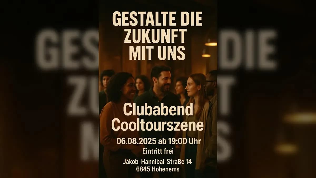 Clubabend Cooltourszene: Gestalte die Zukunft mit uns