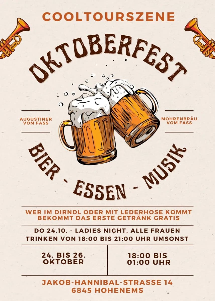 Oktoberfest bei COOLTOURSZENE – Bier, Essen & Musik!