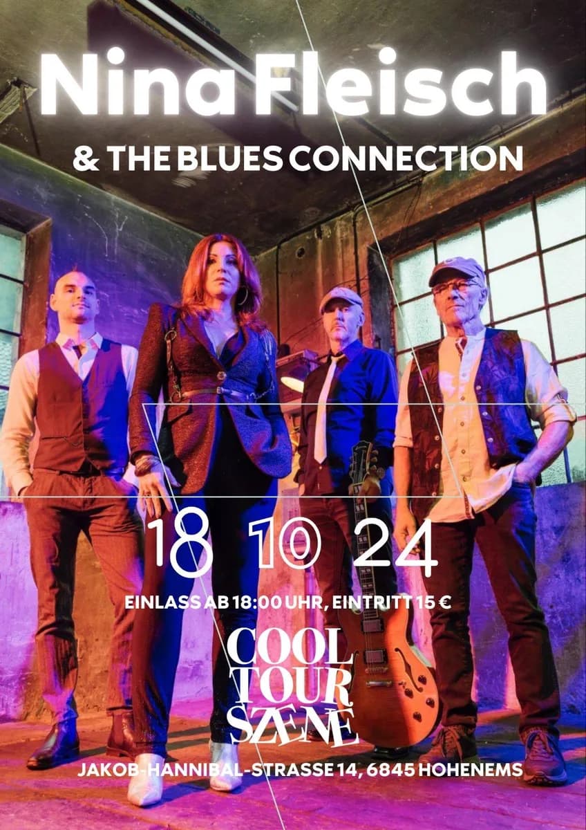 Veranstaltungsplakat: Nina Fleisch & The Blues Connection – Live Konzert! Nina Fleisch & The Blues Connection – Live Konzert!
