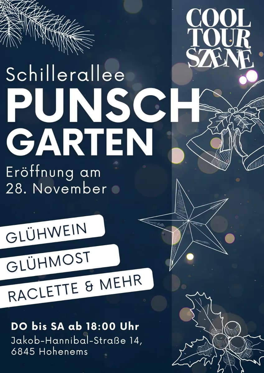Veranstaltungsplakat: Schillerallee Punschgarten – Winterliche Genüsse! Schillerallee Punschgarten – Winterliche Genüsse!